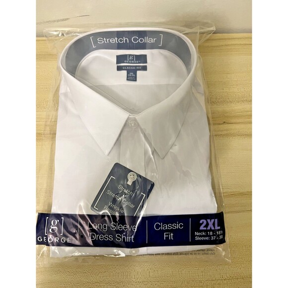 George Other - George Classic Fit Button Up Shirt long sleeve Men's 2XL White NWT